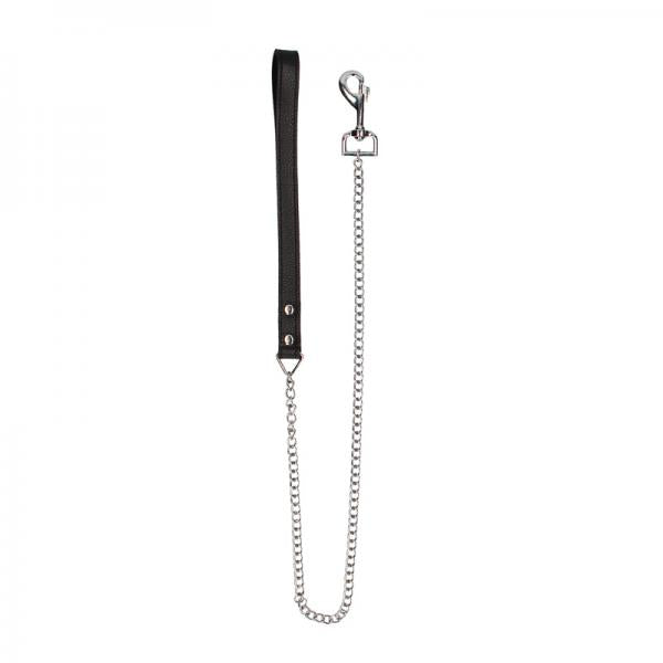 Ouch! Pain Grain Leather Chain Leash With Classic Handle