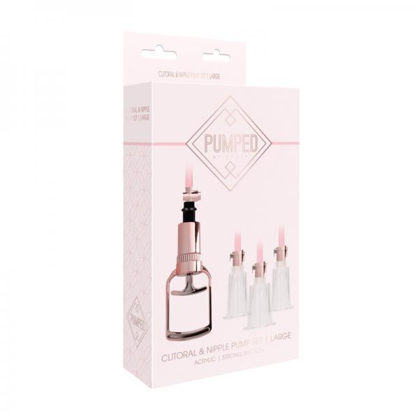 Pumped Clitoral & Nipple Pump Set Large Rose