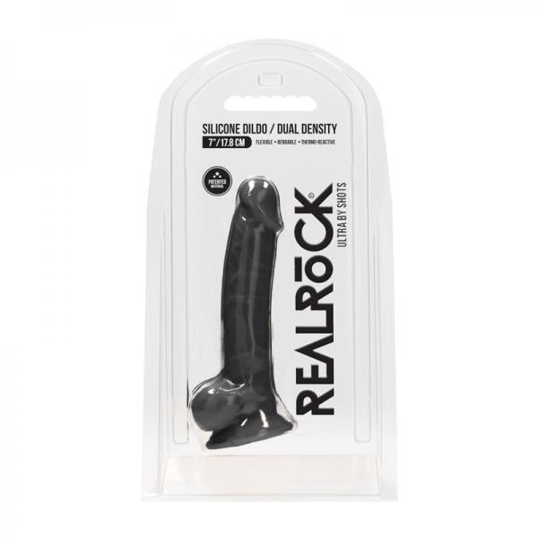 Realrock Ultra 7 / 17.8 Cm Silicone Dildo With Balls Black