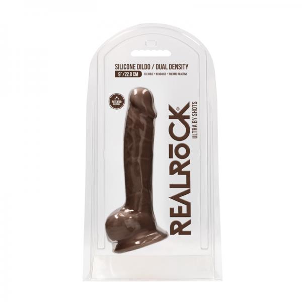 Realrock Ultra 9 / 22.8 Cm Silicone Dildo With Balls Brown