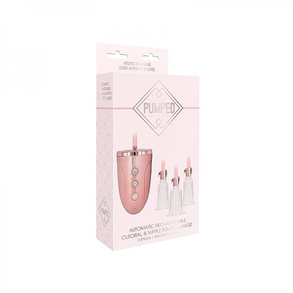 Automatic Rechargeable Clitoral & Nipple Pump Set Large Pink