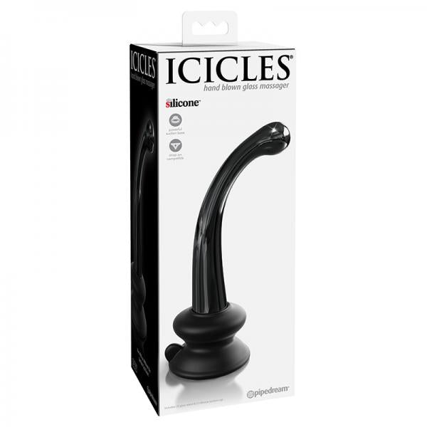 Icicles No. 87 Glass Suction Cup G Spot Wand Black