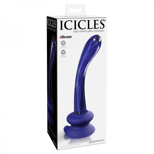 Icicles No. 89 Glass Suction Cup G Spot Wand Blue