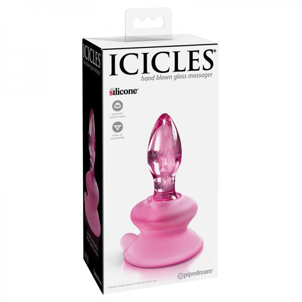 Icicles No. 90 Glass Suction Cup Anal Plug Pink