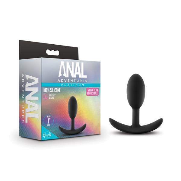 Anal Adventures Platinum Silicone Vibra Slim Plug Small Black