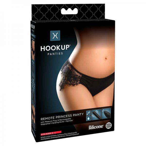 Hookup Remote Princess Panty Black Fits Size S L