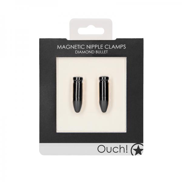 Ouch Magnetic Nipple Clamps Diamond Bullet Black