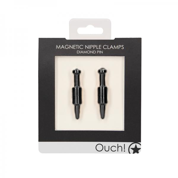 Ouch Magnetic Nipple Clamps Diamond Pin Black