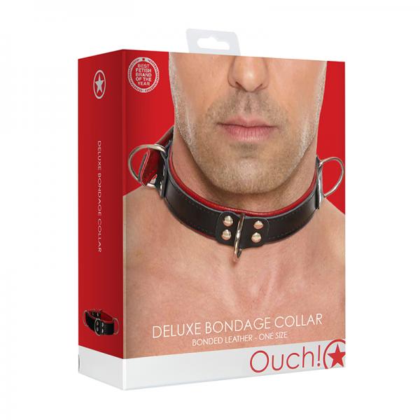 Ouch Deluxe Bondage Collar One Size Red