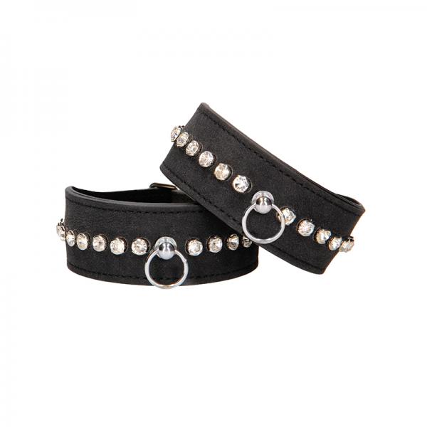 Ouch Diamond Studded Wrist Cuffs Black