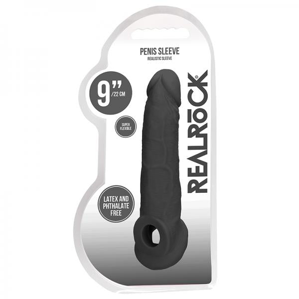 Real Rock Penis Extender With Rings 9" 22 Cm Chocolate