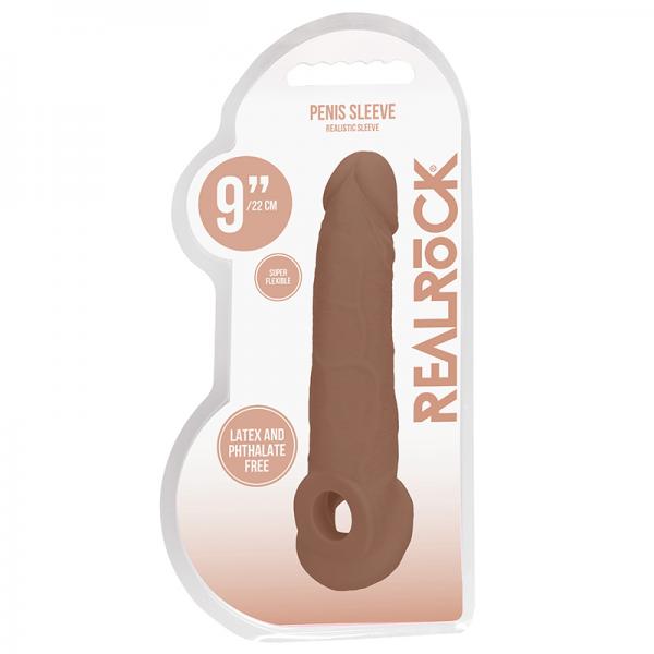 Real Rock Penis Extender With Rings 9" 22 Cm Mocha