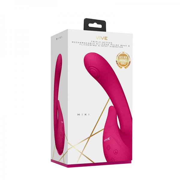 Vive Miki Rechargeable Pulse Wave & Flickering Silicone Vibrator Pink