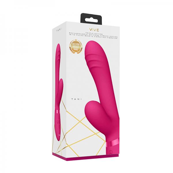 Vive Tani Rechargeable Pulse Wave Triple Motor Finger Motion Silicone Vibrator Pink