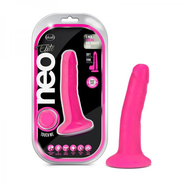 Neo Elite 6 Inch Silicone Dual Density Cock Neon Pink