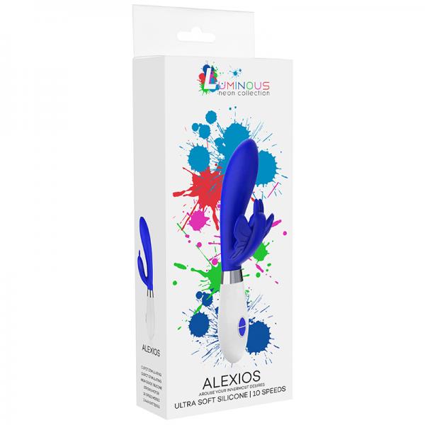 Luna Neon Alexios Ultra Soft Silicone Dual Stimulator Blue