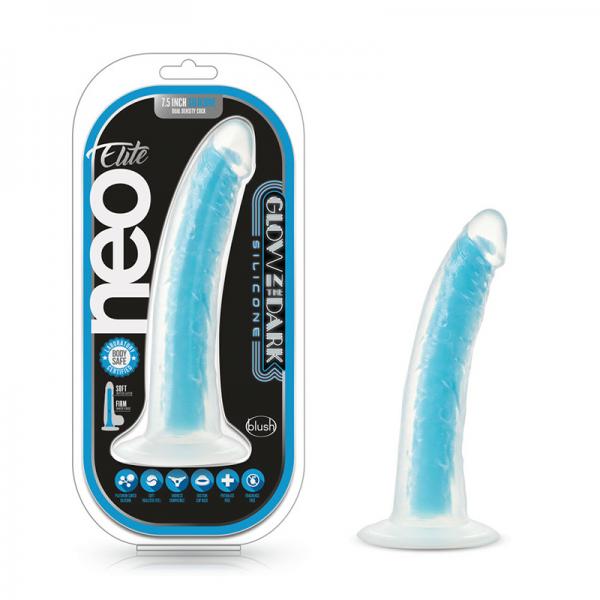 Neo Elite Glow In The Dark Prysm 7" Silicone Dual Density Neon Blue