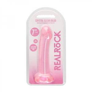 Realrock Crystal Clear Non Realistic Dildo With Suction Cup 6.7 In. Pink