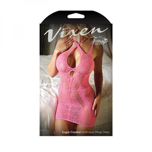 Vixen Multiway Strap Net Lace Dress Pink O/S