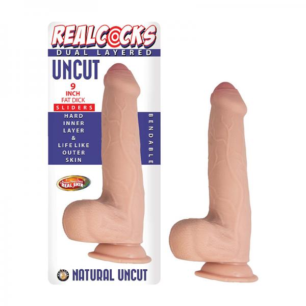 Realcocks Dual Layered Uncut Slider Fat Dick 9 In. Light