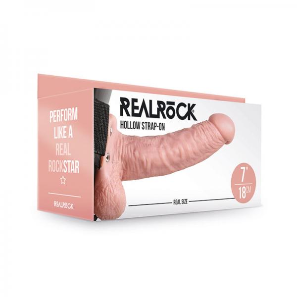 Realrock Hollow Strap On With Balls 7 In. Vanilla