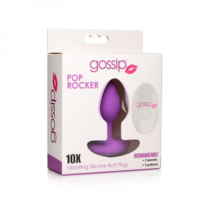 10x Pop Rocker Vibrating Silicone Plug With Remote Violet