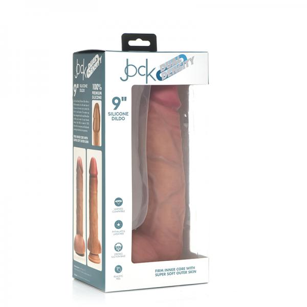 Jock Light Dual Density Silicone Dildo With Balls 9 Inch