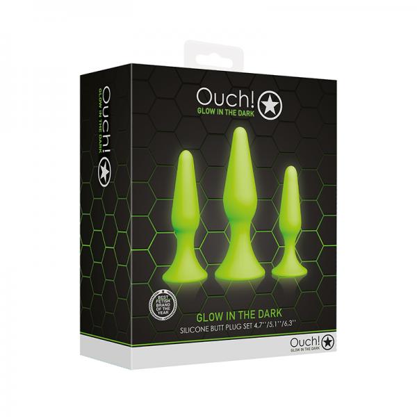 Ouch! Glow Butt Plug Set Glow In The Dark Green