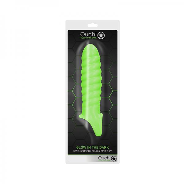 Ouch! Glow Swirl Stretchy Penis Sleeve Glow In The Dark Green