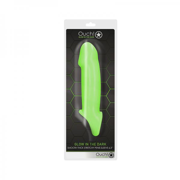 Ouch! Glow Smooth Thick Stretchy Penis Sleeve Glow In The Dark Green