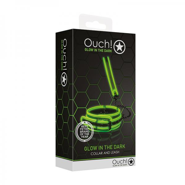 Ouch! Glow Collar And Leash Glow In The Dark Green