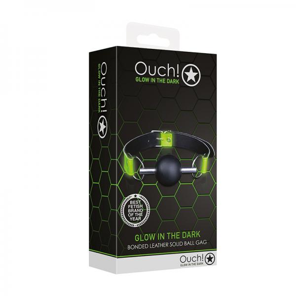 Ouch! Glow Solid Ball Gag Glow In The Dark Green