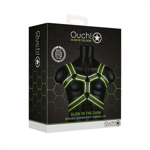 Ouch! Glow Body Harness Glow In The Dark Green L/Xl