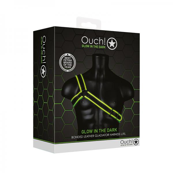 Ouch! Glow Gladiator Harness Glow In The Dark Green L/Xl