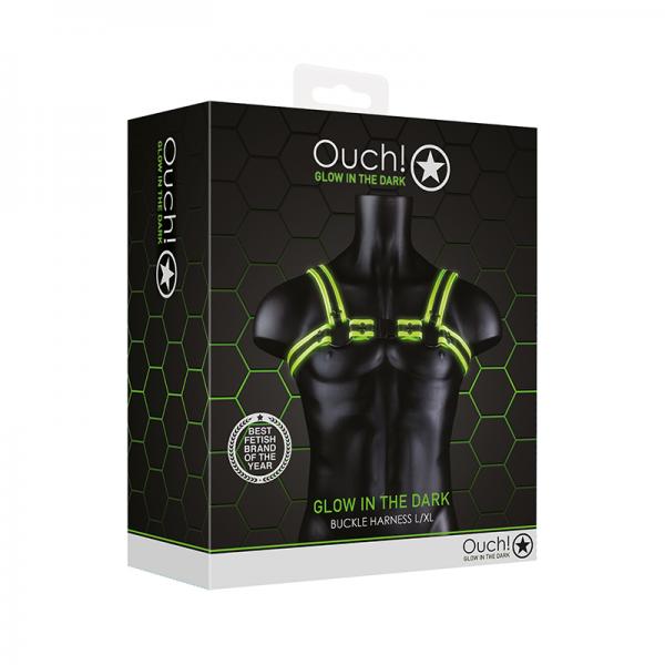 Ouch! Glow Buckle Harness Glow In The Dark Green L/Xl