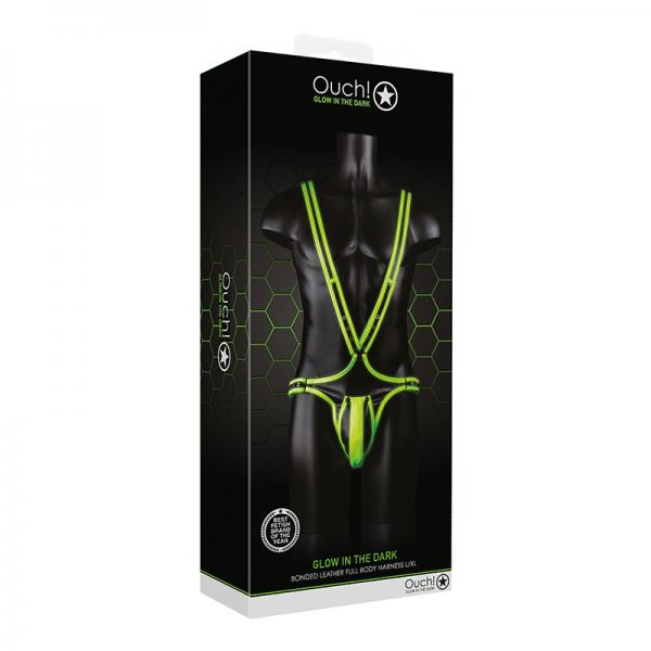 Ouch! Glow Full Body Harness Glow In The Dark Green L/Xl