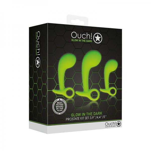 Ouch! Glow Prostate Kit Set Of 3 Glow In The Dark Green