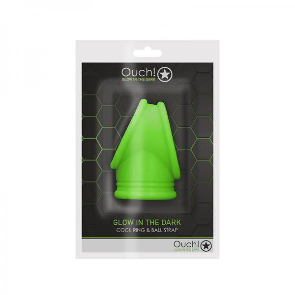 Ouch! Glow Cock Ring & Ball Strap Glow In The Dark Green