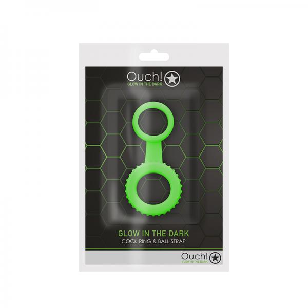 Ouch! Glow Cock Ring & Ball Strap Glow In The Dark Green