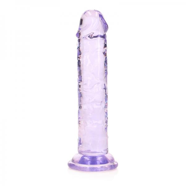 Realrock Crystal Clear Straight 6 In. Dildo Without Balls Purple