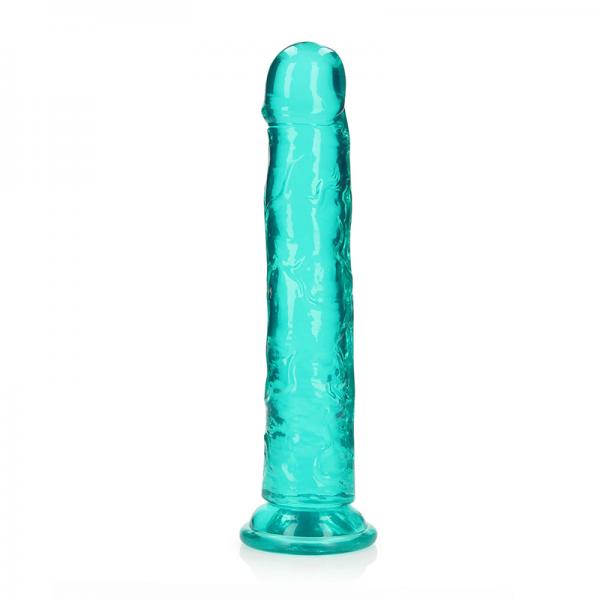 Realrock Crystal Clear Straight 10 In. Dildo Without Balls Turquoise