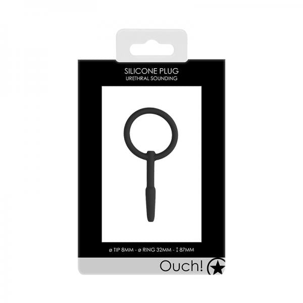 Ouch! Urethral Sounding Silicone Plug Black 8 Mm