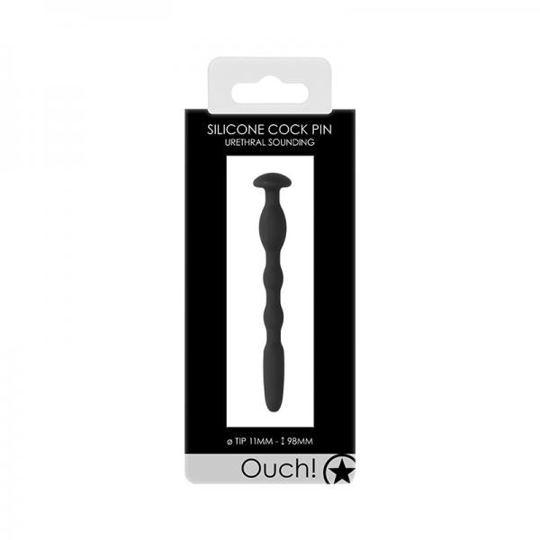 Ouch! Urethral Sounding Silicone Cock Pin Black 11 Mm