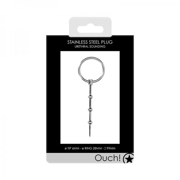 Ouch! Urethral Sounding Metal Plug Beaded 6 Mm