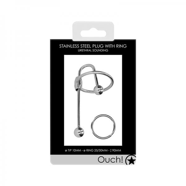 Ouch! Urethral Sounding Metal Plug With Ring 10 Mm