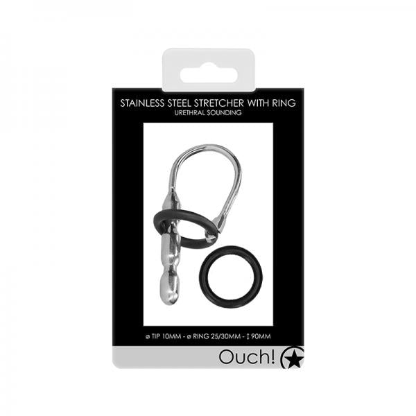 Ouch! Urethral Sounding Metal Stretcher With Ring 10 Mm