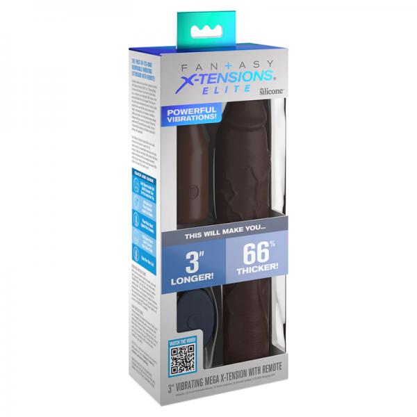 Fantasy X Tensions Elite Sleeve Vibrating 9in With 3in Plug W/Remote Brown