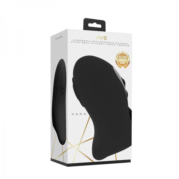 Vive Hana Rechargeable Pulse Wave Silicone Finger Vibrator Black