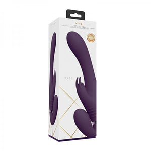 Vive Suki Rechargeable Triple Motor Pulse Wave Vibrating Silicone Strapless Strap On Purple
