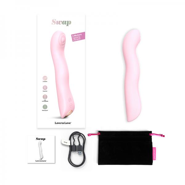 Love To Love Swap Rechargeable Triple Motor Tapping Silicone G Spot Vibrator Baby Pink
